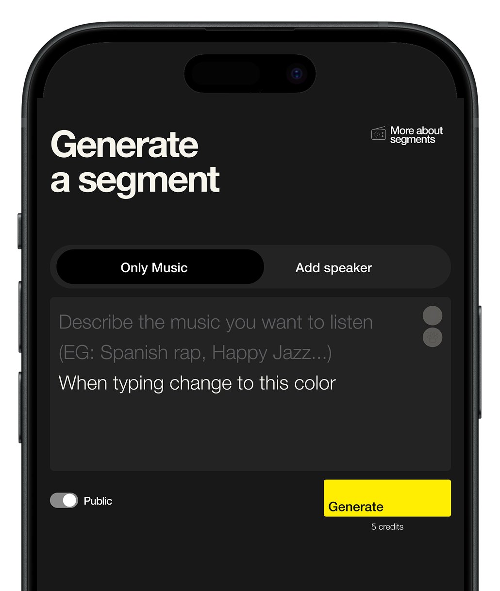 Mobile app interface for creating a segment